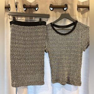 Sanctuary Black and White Knit Top and Skirt Set